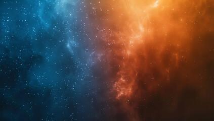 Poster - A gradient background with blue and orange tones, a starry sky, a grainy texture, a dark background, a minimalist style