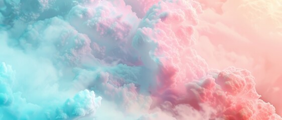 Sticker - A serene image of soft, fluffy clouds in pastel pink and turquoise, creating a calm and dreamy atmosphere.