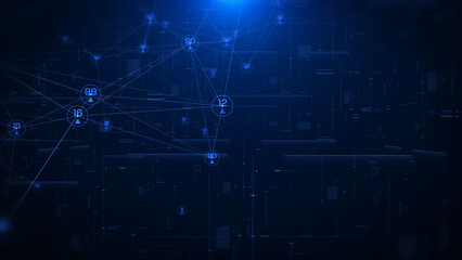Aufkleber - Technology digital stream line structure cyber data network connection concept illustration blue background.