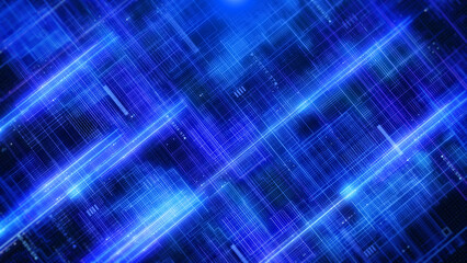 Fototapete - Digital big data information transferring system technology illustration background.
