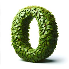 Wall Mural - the number 0 made out of leaves, isolated on white background.photorealistic	
