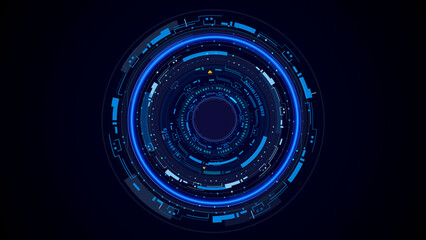 Leinwandbilder - Technology HUD circle spinning element. Futuristic geometric shape rotating and communication display for game, infographic, business illustration