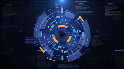 Leinwandbilder - HUD spinning circle object for target searching, scanning technology transfer system platform illustration.