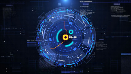 Leinwandbilder - Technology HUD circle spinning element. Futuristic geometric shape rotating and communication display for game, infographic, business illustration