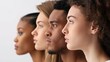 © Nene - Diverse People Looking to the Left in Profile, Including Women and Men of Different Races and Ages, Representing Unity and Diversity