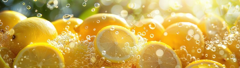 Wall Mural - Fresh lemonade made with natural ingredients featuring yellow lemons