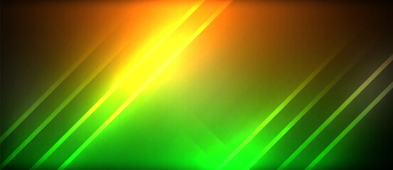 Poster - Neon glowing circle rays, light round lines in the dark, planet style neon wave lines. Energetic electric concept design for wallpaper, banner, background