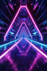 futuristic modern spaceship triangle corridor