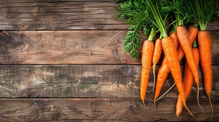 Wall Mural - Wooden surface with carrots