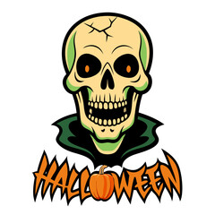Wall Mural -  Happy Halloween! Halloween with Skull for T-shirt Design. Spooky Halloween Illustration. 