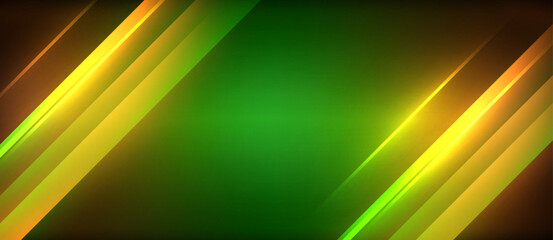 Poster - Neon dynamic diagonal light rays background. Techno digital geometric concept design for wallpaper, banner, presentation, background
