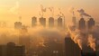 © Imsuniyah - Smoke from heating station in big city during winter season at sunset. Smokestack pipes emitting co2 from coal thermal power plant into atmosphere. Air pollution and emission ecology problem concept
