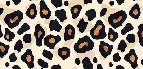 Canvas Print - Leopard Print Pattern With Brown, Tan, and Black Spots on a Cream Background