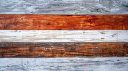 Wall Mural - Texture background with white and reddish brown wood