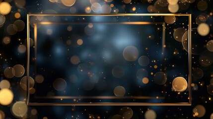 Gold frame on a dark blurred abstract background