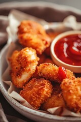 Wall Mural - Golden chicken nuggets with ketchup sauce
