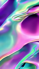 Wall Mural - Holographic liquid metal texture, abstract background, vertical video