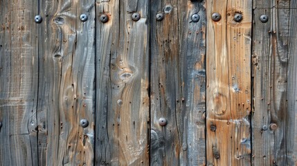 Poster - Texture of old wood background with knots and nail holes