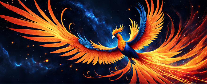phoenix bird fire fantasy firebird abstract magic 3d eagle animal. phoenix bird fire tale character 