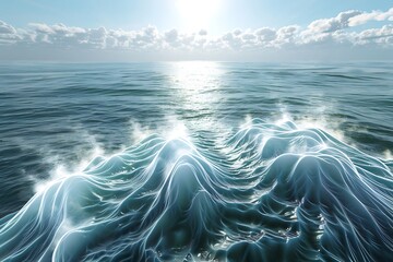 Wall Mural - A quantum ocean with waves made of superposed states