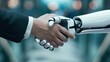 © Majed - handshake between Ai robot hand and business man, ai future