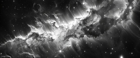 Wall Mural - Black And White Abstract Nebula, Cartoon