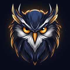 Wall Mural - owl head vector logo dark background