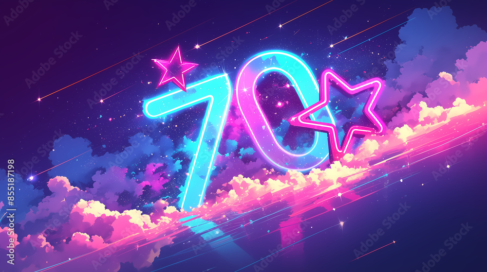70's theme background in neon colors design Stock Illustration | Adobe ...