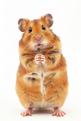 Wall Mural - A brown and white hamster standing on its hind legs, ready to explore