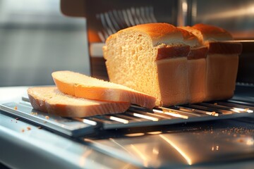 Wall Mural - A loaf of bread sitting on top of a toaster oven, great for everyday life or food blogging