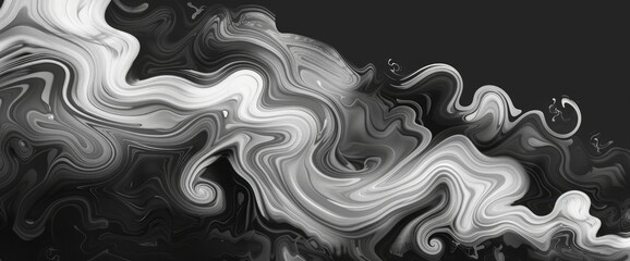 Wall Mural - Abstract Monochrome Swirling Clouds, Cartoon