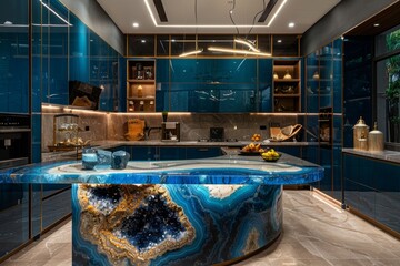 Wall Mural - Modern kitchen interior with mineral stone geode