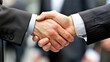 © Ganesha88 - Business people are shaking hands. Two male businessmen with suits handshakes to seal the deal close up. Generative ai