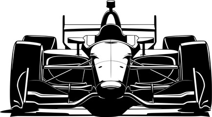 IndyCar car black vector icon, front view isolated on a transparent background.