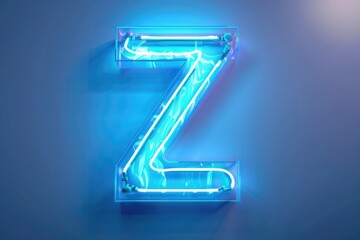 Wall Mural - A close-up shot of a blue neon letter Z on a blue background, perfect for adding some futuristic flair to your design