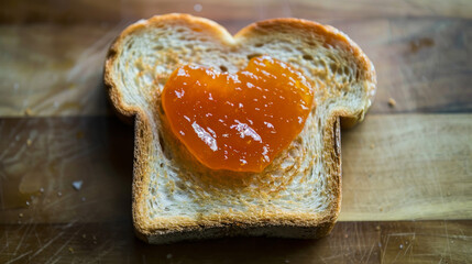 Wall Mural - A slice of bread with a heart made of jelly on top