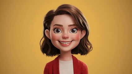 Canvas Print - AI generated illustration of a female cartoon character smiling at the camera