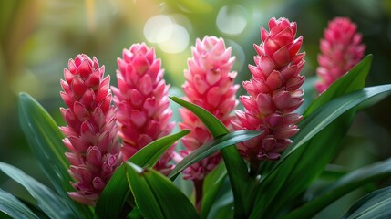 Poster - Pink Ginger Flowers in Full Bloom