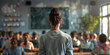 © WD Stock Photos - A teacher with their back to the camera facing students in front of a modern classroom