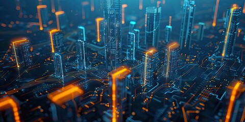 Wall Mural - Abstract Digital Background Science Technology Networks Big Data Link 3D . AI generated illustration