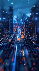 Wall Mural - Abstract Digital Background Science Technology Networks Big Data Link 3D . AI generated illustration