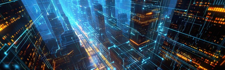 Wall Mural - Abstract Digital Background Science Technology Networks Big Data Link 3D . AI generated illustration