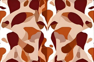 Sticker - A seamless repeating pattern features a giraffe's characteristic brown and white patches with pops of burgundy and orange. This unique animal print offers a bold and eye-catching design.