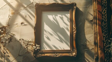Wall Mural - Vintage style frame on table with antique look vintage filter and tone applied