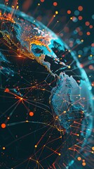 Wall Mural - Global network background connecting the whole world. AI generated illustration