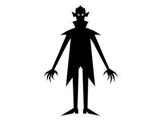 Wall Mural - Black silhouette of a whimsical monster isolated on a white background. Concept of Halloween monster, spooky creature, minimalist style, fantasy icon. Print, icon, design element.