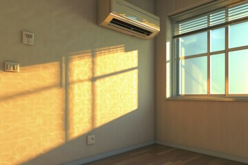 Poster - A room with a window and an air conditioner