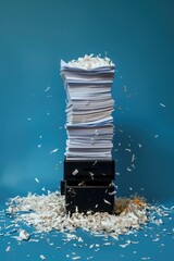 Aufkleber - Papers and files scattered amidst shredded paper, perfect for depicting cluttered office or workspace scenes