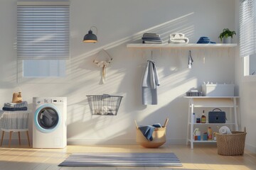Poster - A typical laundry room with a washer and dryer