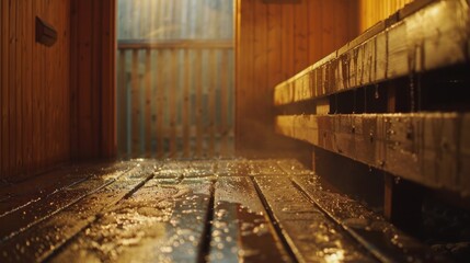 Poster - A simple wooden bench sits beside a wooden wall, perfect for outdoor or interior design use